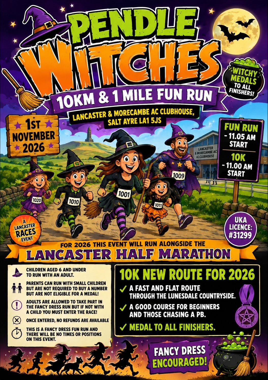Halloween Pendle Witches 10K and 1 Mile Fun Run poster