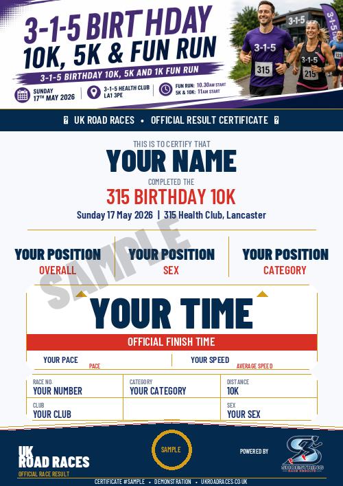 Certificate 2.0 sample for this race